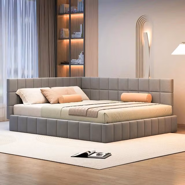 Divano letto - Xylo - 160x200 cm velluto morbido grigio
