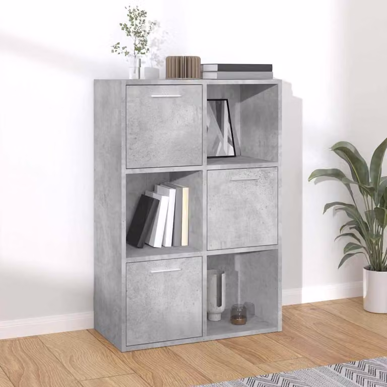 Armadietto freestanding vidaXL in legno multistrato grigio cemento con ante a battente e ripiani interni L/P/H: 60 x 29,5 x 90 cm