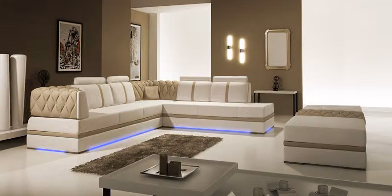 Ledersofa Couch Wohnlandschaft Ecksofa Eck Garnitur Design Modern Sofa A1128