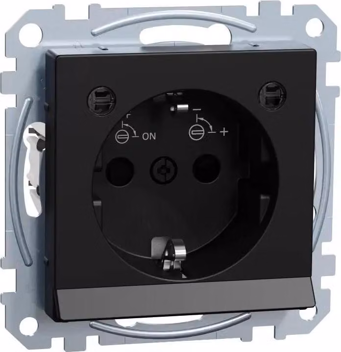 Merten MEG2304-0403 Presa di corrente con uscita luce, protezione tattile avanzata M-Pure nero/opaco