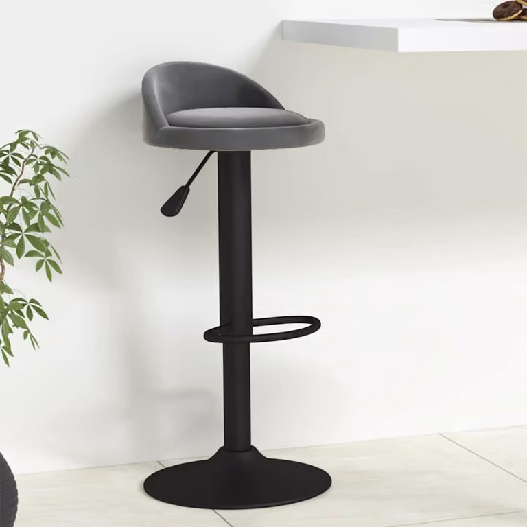 Sgabello da bar moderno vidaXL in velluto grigio con struttura in metallo