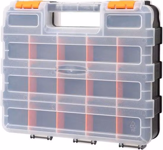 Scatola per attrezzi - Organizzatore per utensili - Sistema per l'organizzazione di piccoli utensili - 34 scomparti regolabili - 32 x 27 x 8 cm