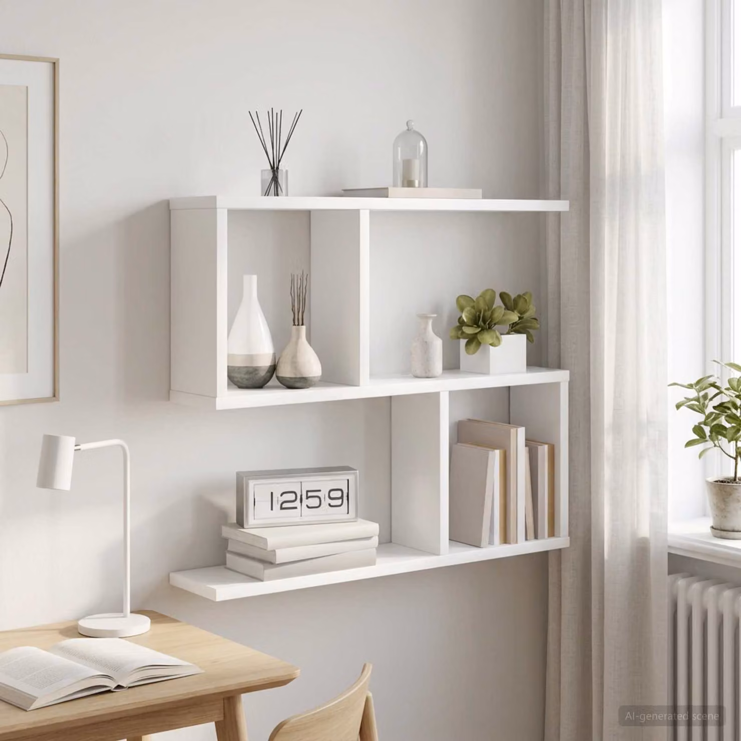 Scaffale da parete moderno vidaXL Bianco L: 60 cm, P: 12 cm, H: 50,5 cm