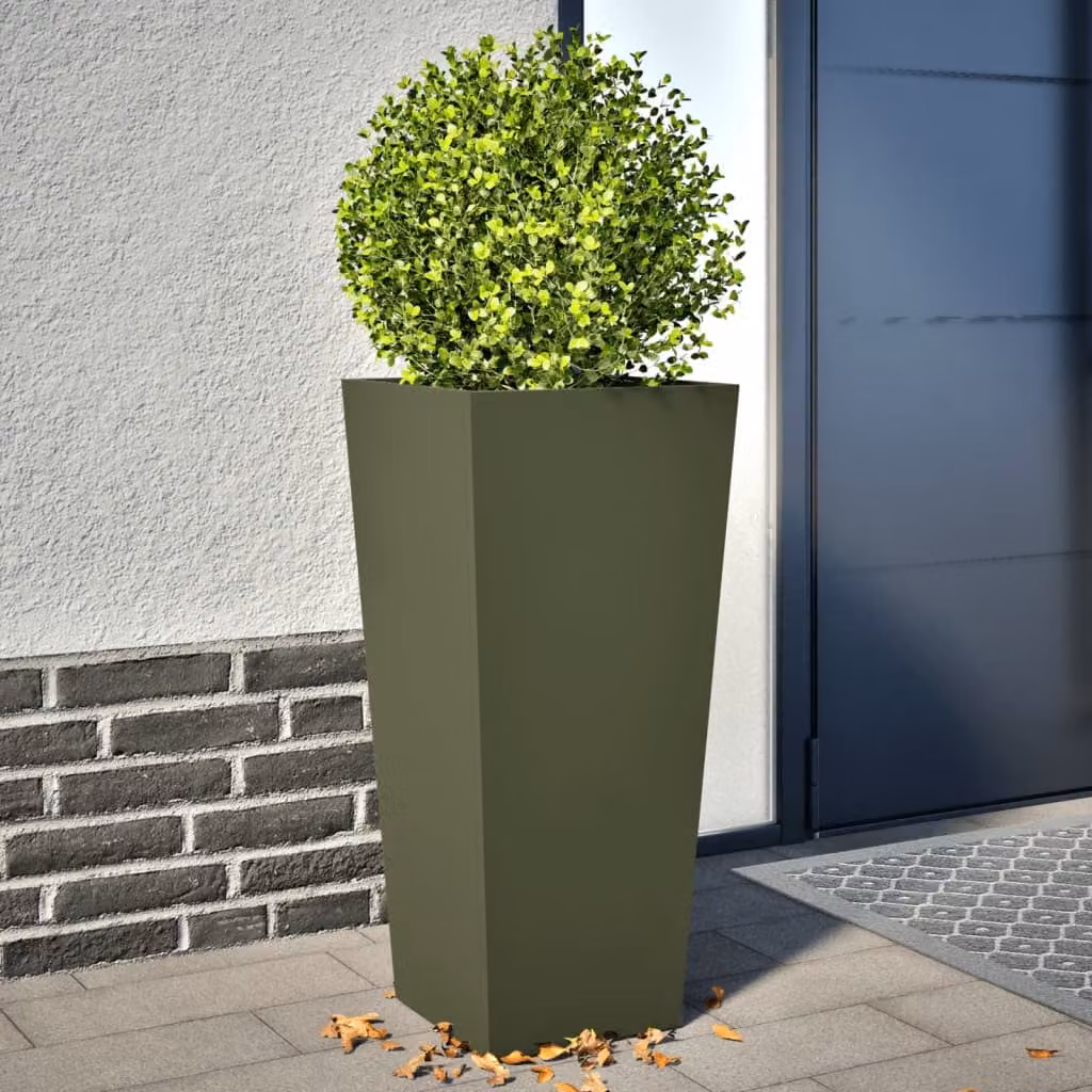 Set di 2 fioriere da giardino vidaXL in acciaio verde, H 75 x L 35 x P 35 cm