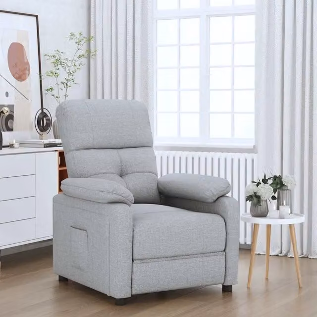 Divano Sedia-Poltrona Reclinabile in Tessuto Grigio Chiaro 384846