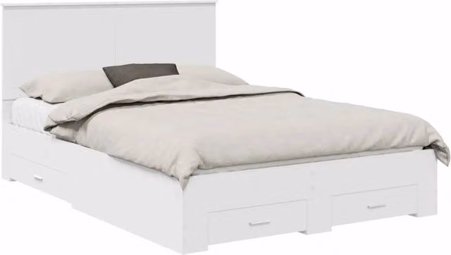 Letto matrimoniale | Letto per adulti | Struttura del letto Bianco 140 x 200 cm Legno multistrato