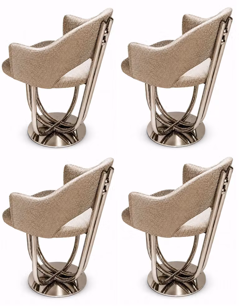 4 sedie beige, design moderno, ideali per la sala da pranzo, lussuose, di alta qualità e confortevoli