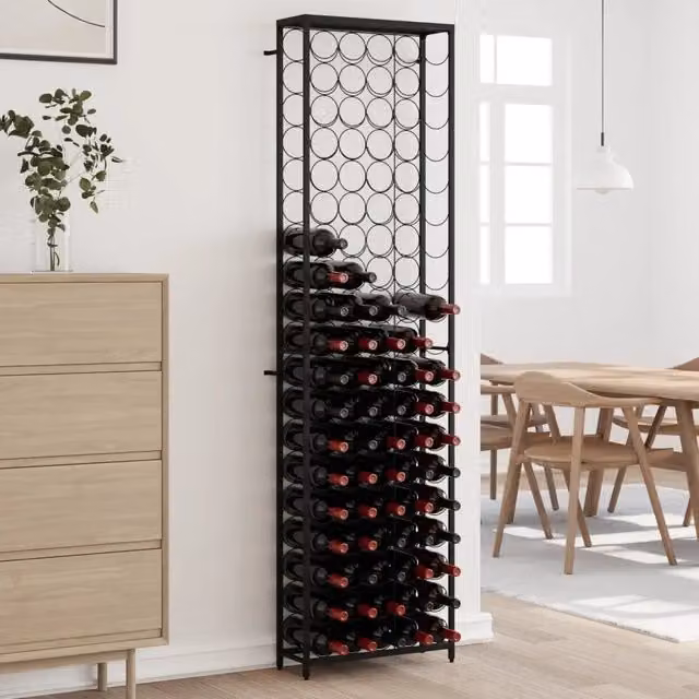 Portavini vidaXL in metallo nero per 95 bottiglie, L 54 cm x P 18 cm x H 200 cm – 1