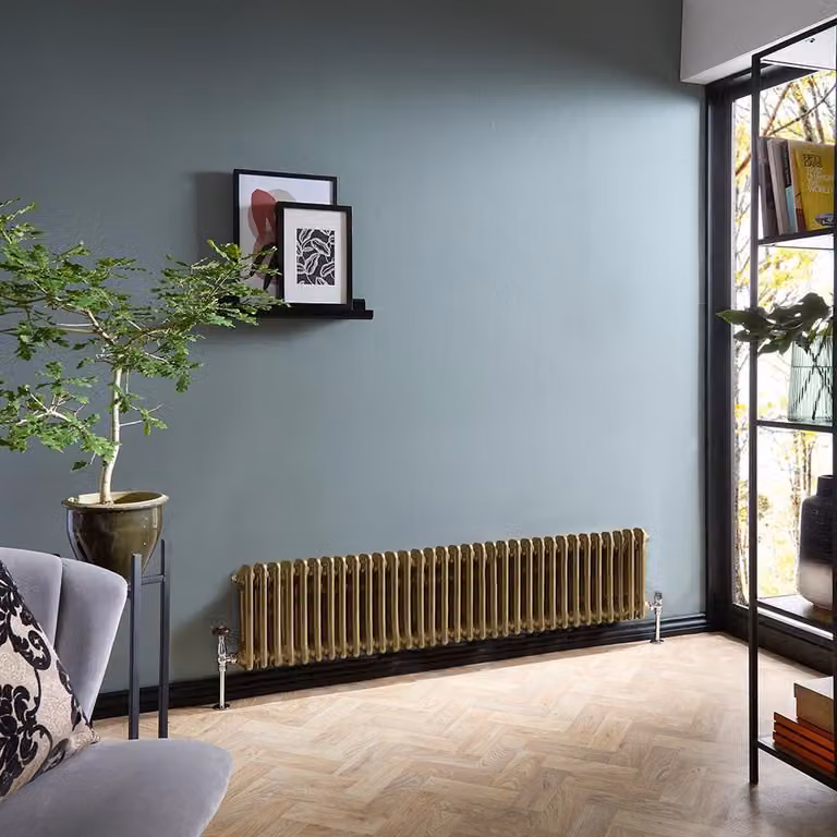 Radiatore Tradizionale a Doppia Colonna Orizzontale HudsonReed Oro L: 150,5 cm, H: 30 cm