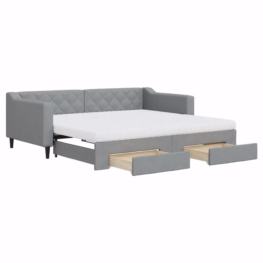 Divano Letto Estraibile con Cassetti vidaXL Grigio Moderno in Tessuto 90x190 cm – 2