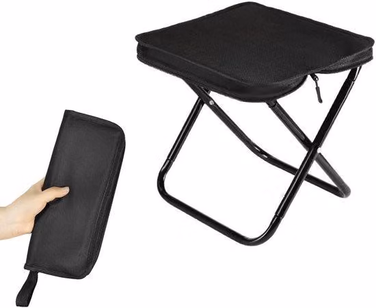 Sedia pieghevole da campeggio Unyqoos® con borsa per il trasporto – ultraleggera, 0,5 kg, dimensioni 28x24x25 cm, struttura in acciaio e tessuto Oxford, portata massima 90 kg