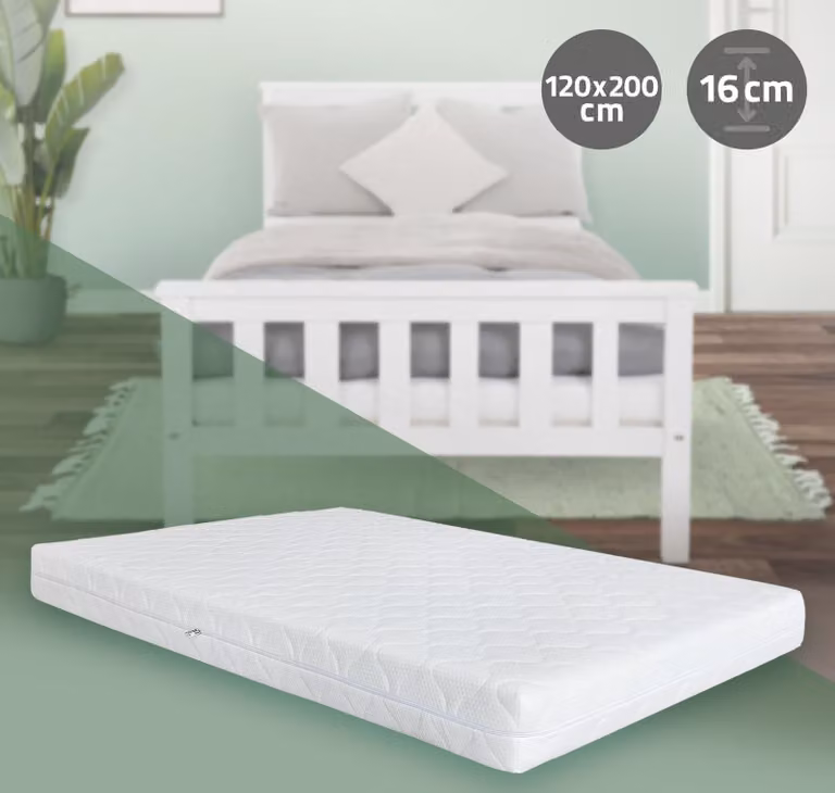 Materasso ortopedico a 7 zone di ML-Design, 120x200x16 cm, Oeko-Tex, grado di rigidità H4 extra firm, traspirante e antibatterico, sfoderabile e lavabile