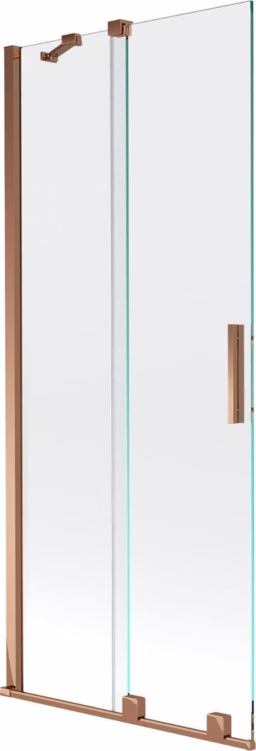 Mexen Velar paratia per vasca da bagno a 2 ante scorrevoli 85 x 150 cm, trasparente, oro rosa - 896-085-000-01-60