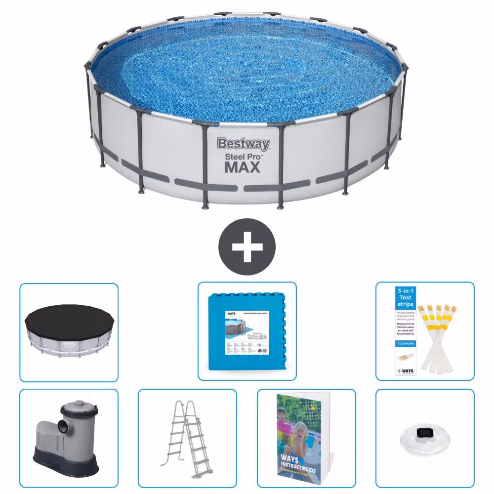 Piscina gonfiabile Bestway Steel Pro MAX, rotonda, 488x122 cm, composta da 6 parti, modello S674