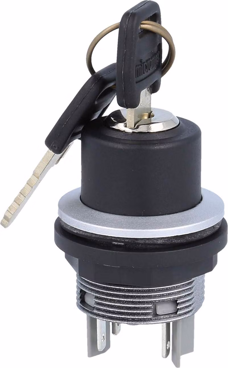 Georg Schlegel Tasto a chiave con arresto, 1Ö + 1S rotondo, SHORTRON connettore piatto 2,8 mm x 0,8 mm - 1 pezzo