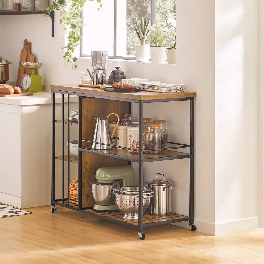Carrello da cucina SOBUY con 5 ripiani e ruote, modello SVW18-F in stile vintage, L: 110 cm, P: 45 cm, H: 92 cm – 2