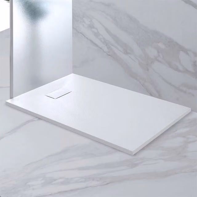 Piatto Doccia Effetto Pietra Sottile Antiscivolo Moderno Formato: 70 x 120 cm, Colore: Bianco
