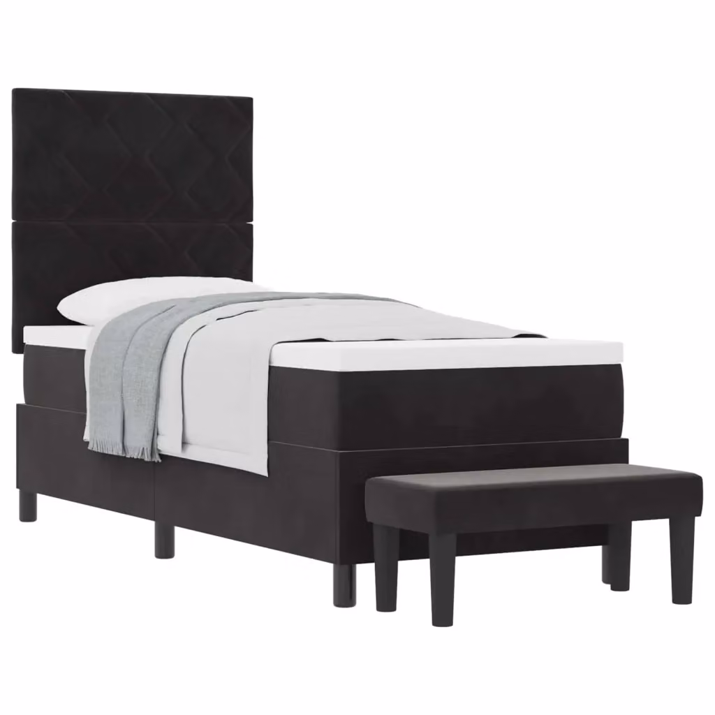 Letto moderno con testiera in velluto nero vidaXL L: 200 cm, L: 80 cm – 2