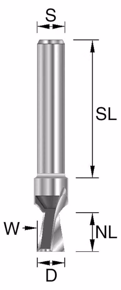BRÜCK Fresa per bordi HW tipo 175 Z2 D=9,5 mm, NL=9,5 mm, S=8x32 mm, W=9° senza VS | 17509509003