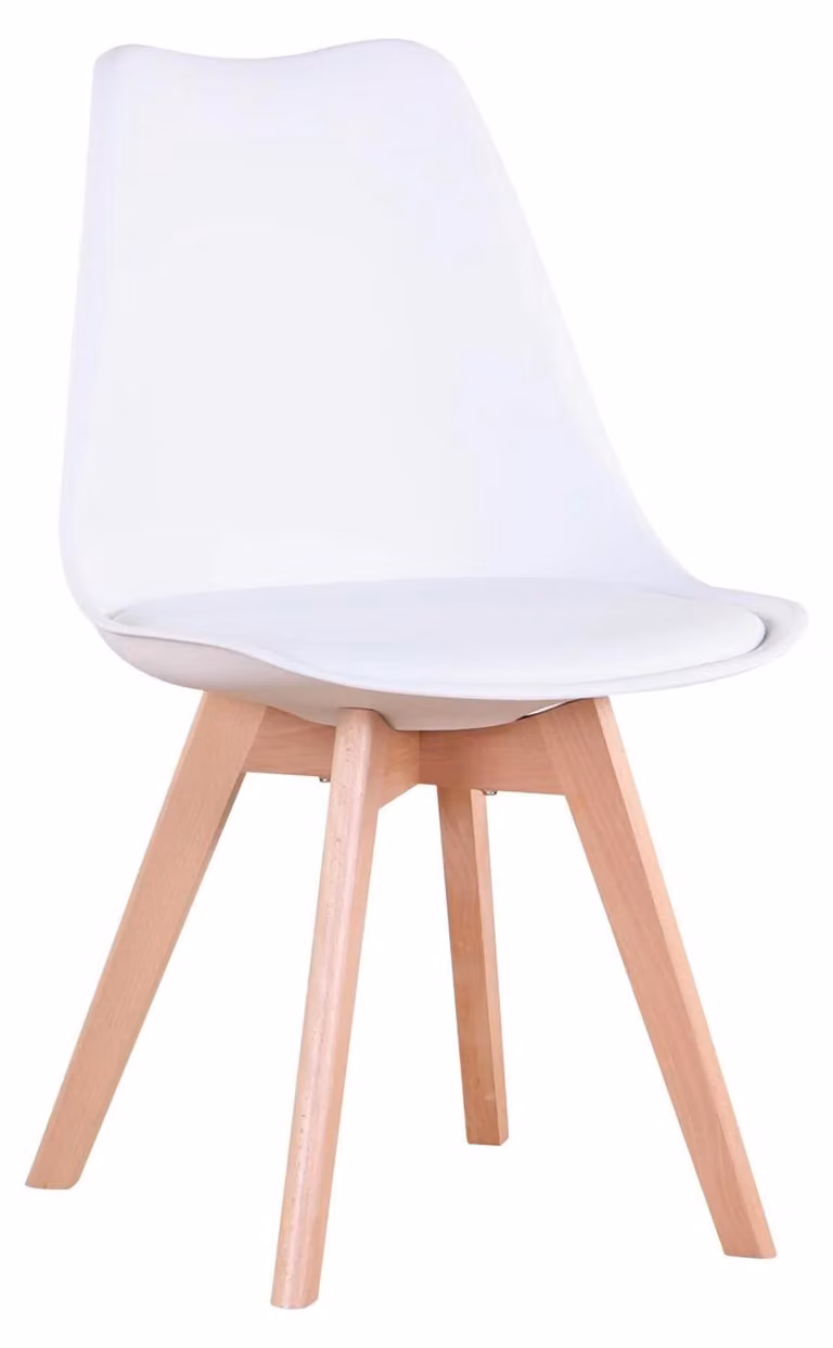 Sedie da pranzo in stile scandinavo - Set da 4 - Pelle finta, seduta imbottita, design moderno, da montare, 82x55x48 cm - Bianco