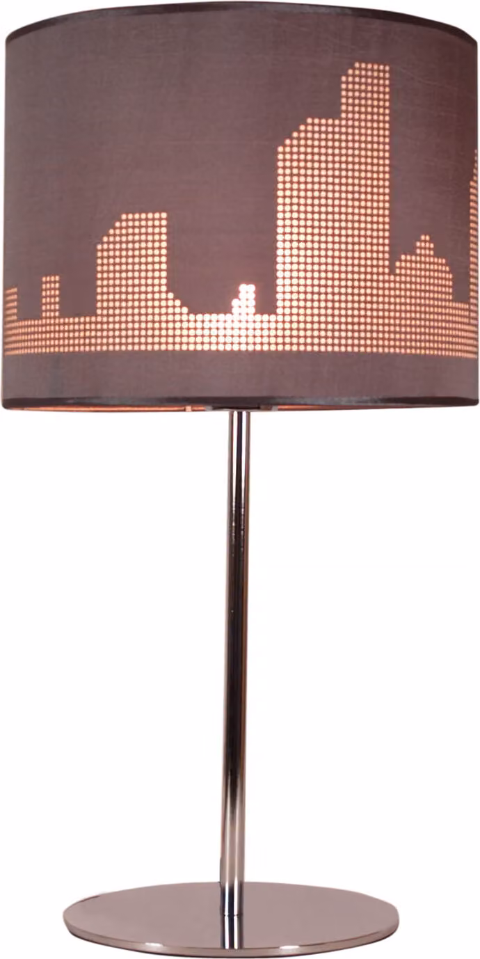Lampada da tavolo MANHATTAN cromata e marrone, 1xE27x60W, rivestimento in tessuto, dimensioni: 53x28x28 cm, IP20, Candellux