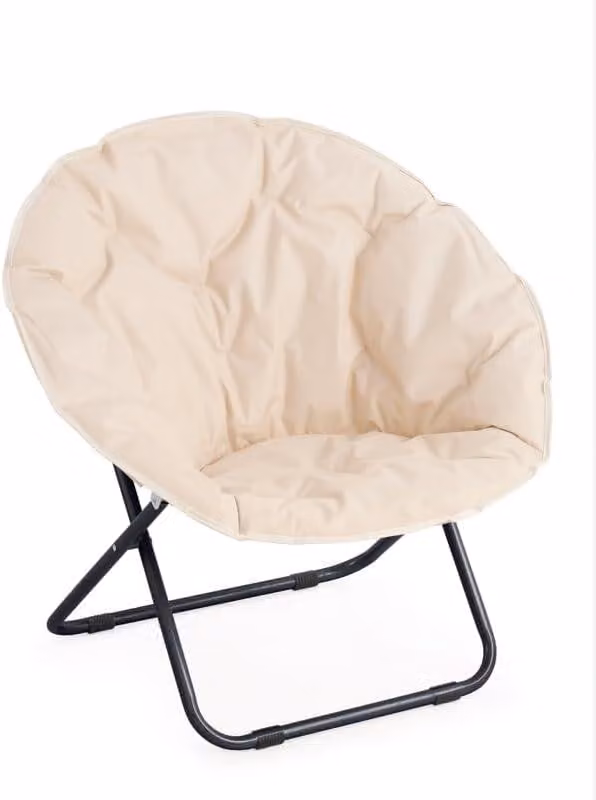 Poltrona da Giardino Pieghevole 82x35x82 cm Moon in Acciaio e Poliestere Beige