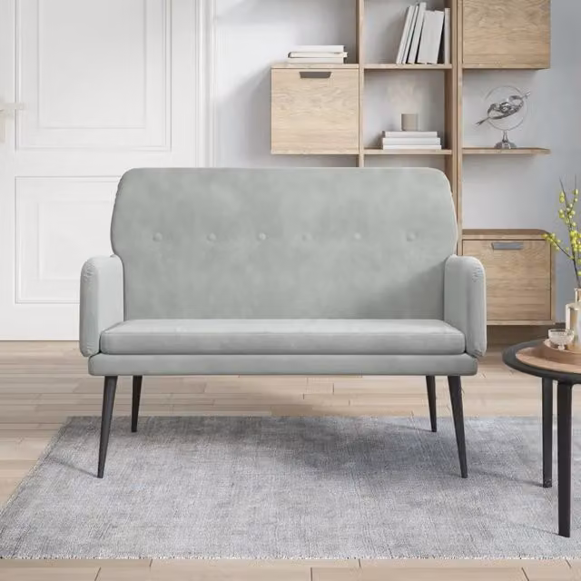 Panca-Sgabello Grigio Chiaro 108x79x79 cm in Velluto 771729