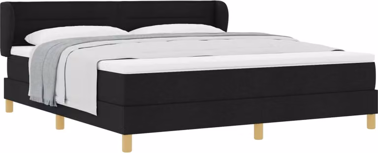 vidaXL Letto a molle con materasso nero 180 x 200 cm in tessuto