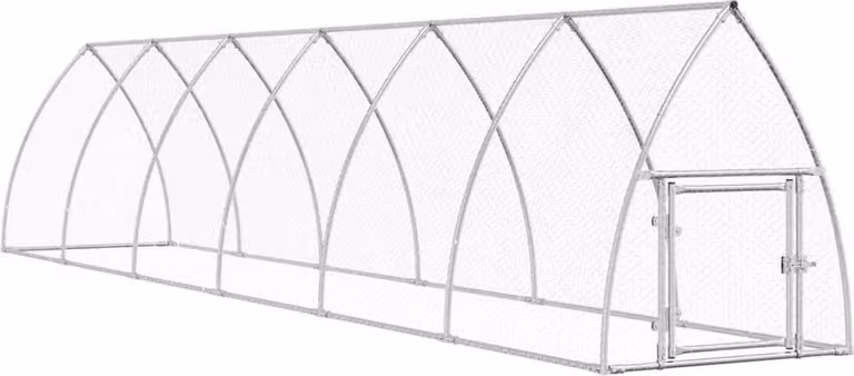 Gabbia per Polli Argento 600x105x120 cm in Acciaio Zincato