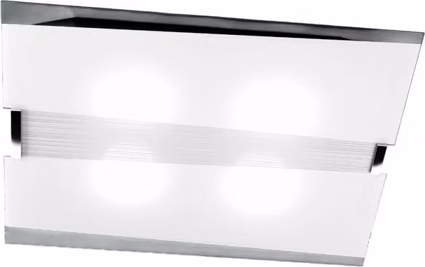 Toplight Plafoniera da soffitto Mad con 4 luci, design moderno in metallo e vetro, colore cromo e bianco, L: 70 cm, P: 50 cm, H: 10 cm