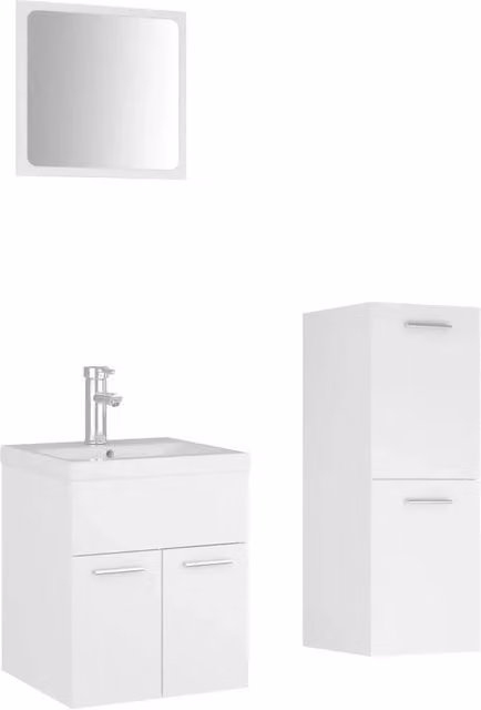 Set Mobili da Bagno | Armadio da bagno Bianco in Legno Multistrato