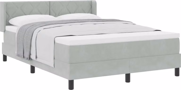 Letto a molle con materasso nero 100x200 cm Velvet grigio chiaro