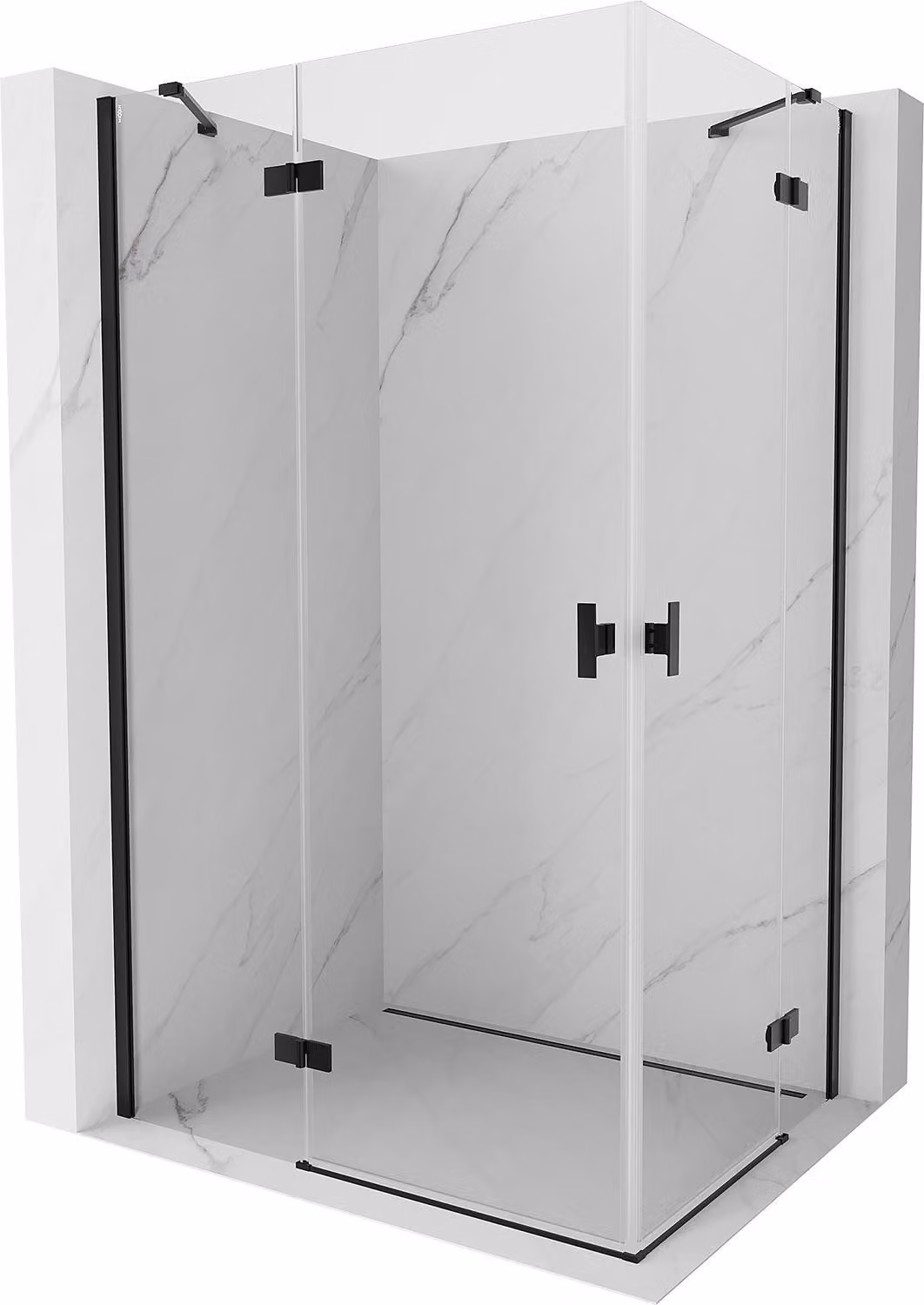 Mexen Mist-H Duo cabina doccia apribile sinistra 115 x 75 cm, trasparente, nero - 8A5-115L-075P-70-00