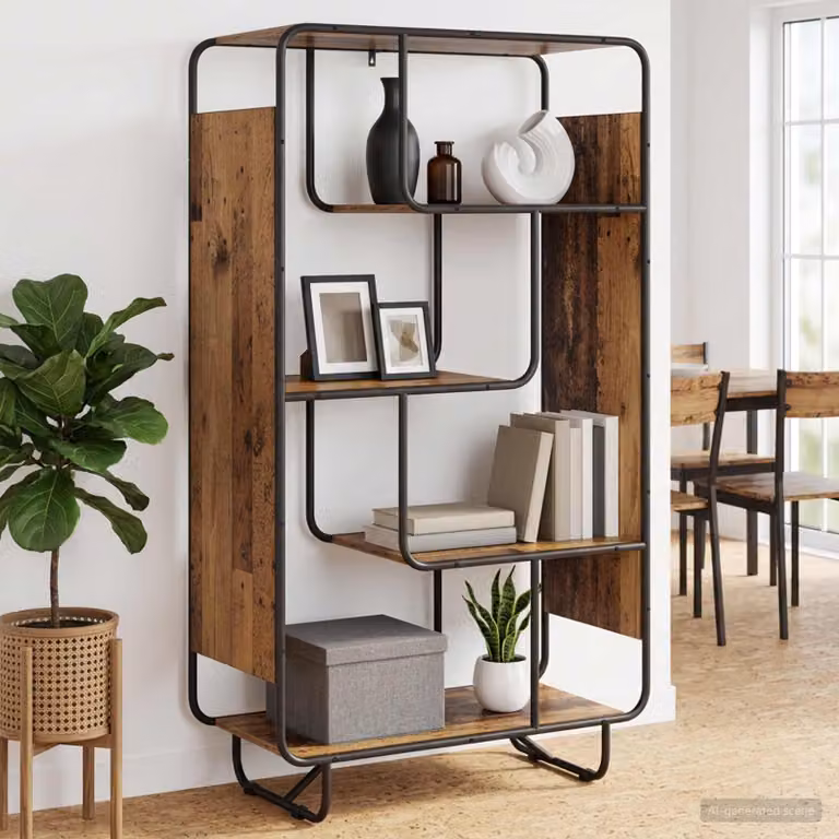 Credenza in stile industriale vidaXL in legno antico e metallo, colore marrone, L 80 cm x P 37.5 cm x H 144 cm