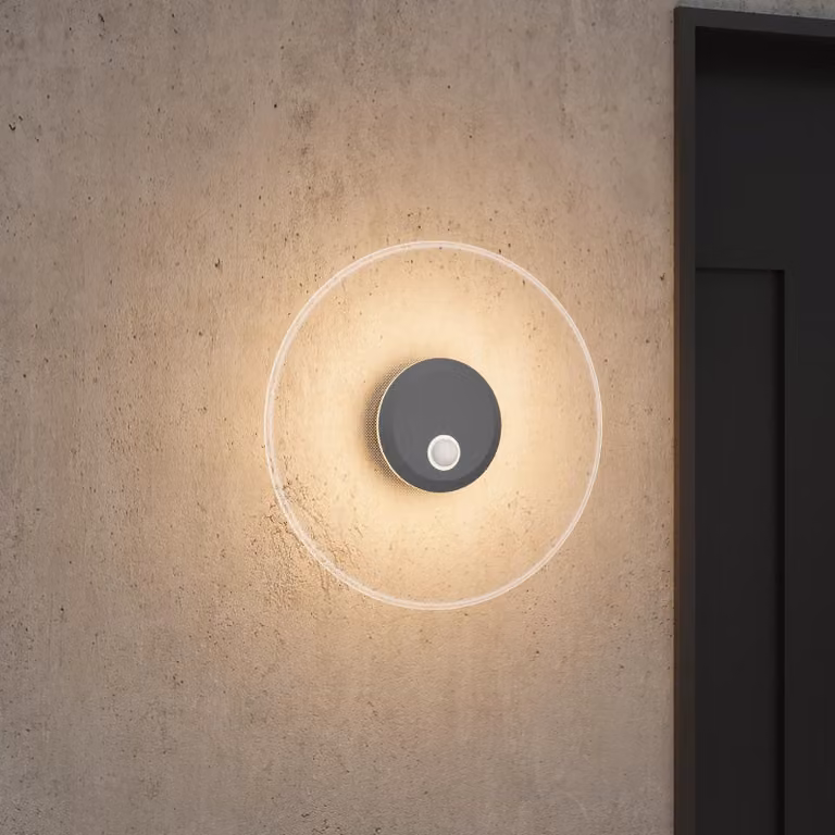 doporro Lampada da Parete da Esterno LED 6W, Applique Murale IP65 Impermeabile, Luce Esterna 3000K per Giardino, Terrazzo, Facciate šC Grigio, ?30 cm
