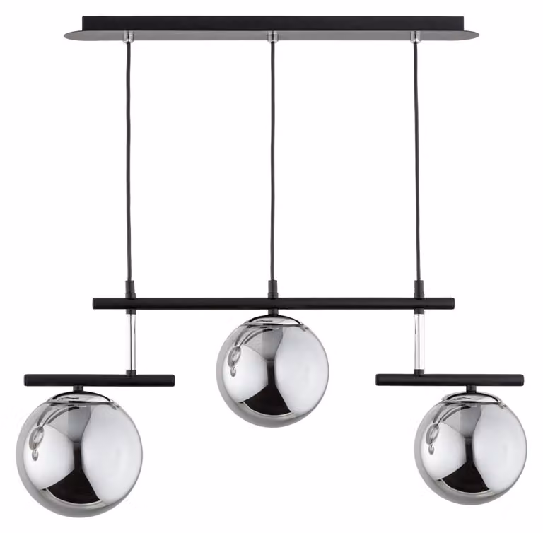 Lampada a sospensione con sfere grafite MOHITO nera 3xE14x10W in metallo, dimensioni: 70x15x68 cm, IP20, Alfa