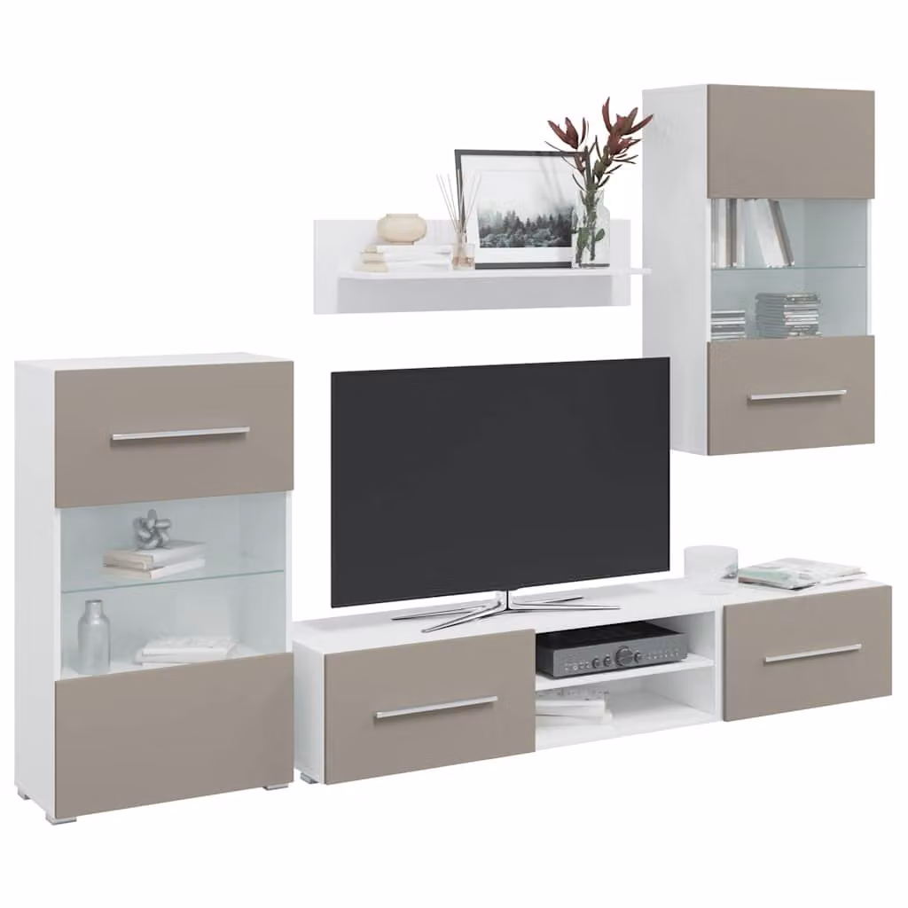 Mobile TV vidaXL con illuminazione a LED, colore grigio, design moderno in MDF per il tuo soggiorno