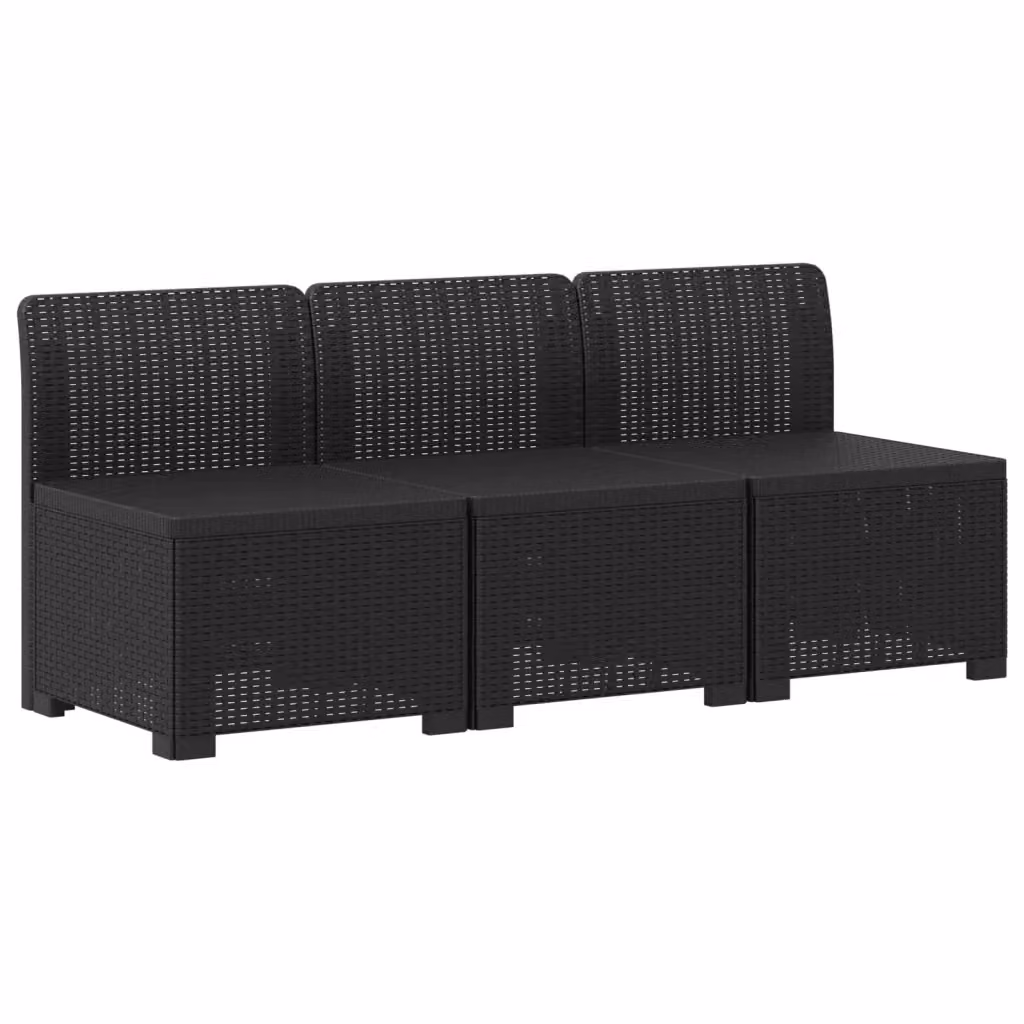 Divano da giardino a 3 posti vidaXL in aspetto rattan color antracite resistente ai raggi UV – 2