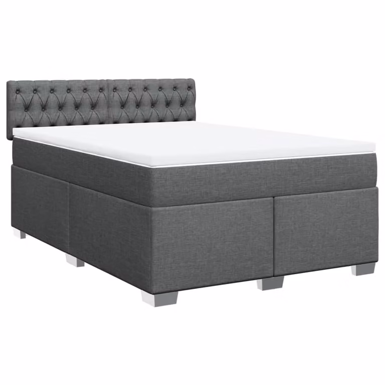Giroletto a Molle con Materasso Grigio Scuro 140x190 cm Tessuto