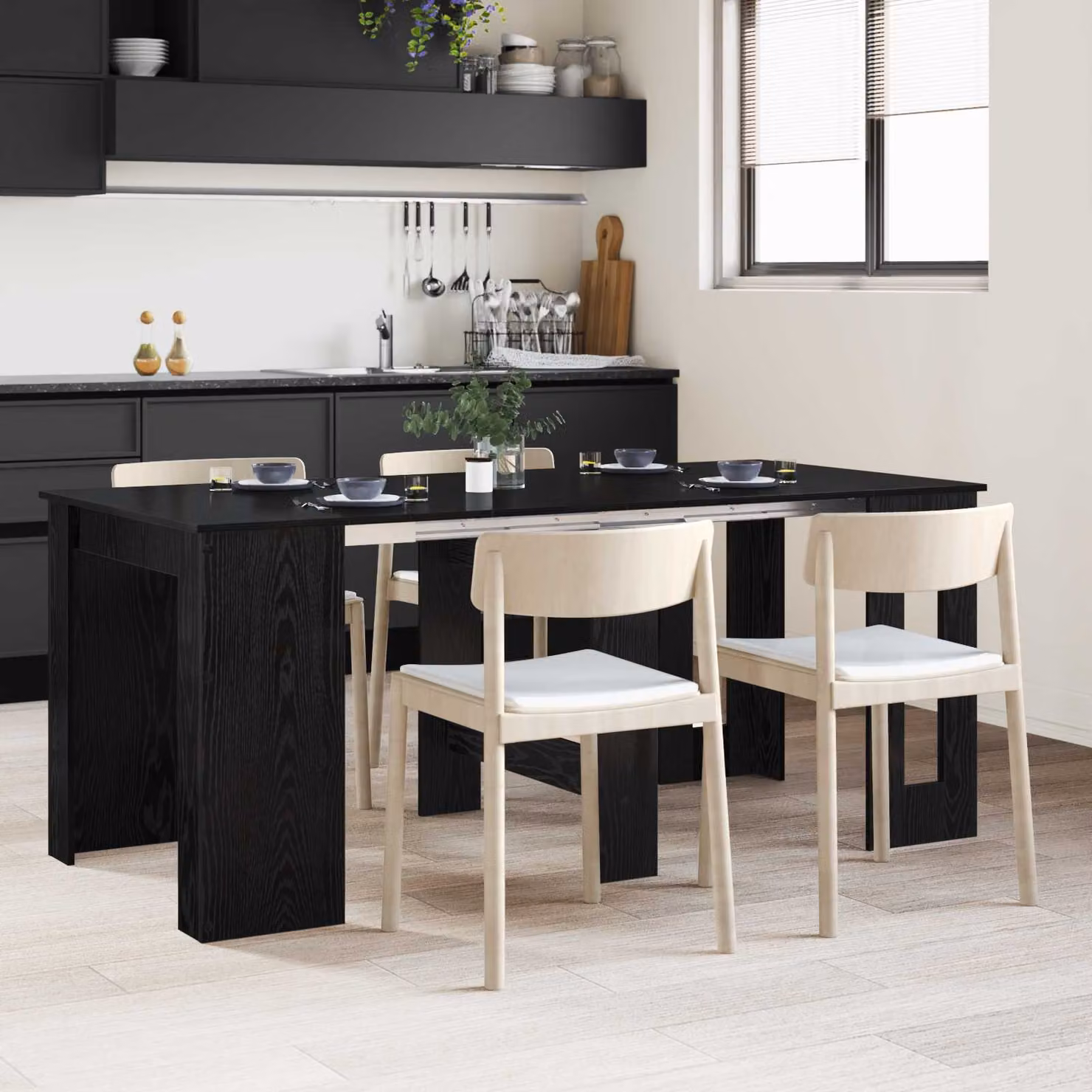 vidaXL Tavolo da pranzo moderno rettangolare in legno composito nero L: 180 cm, P: 85 cm, H: 75 cm