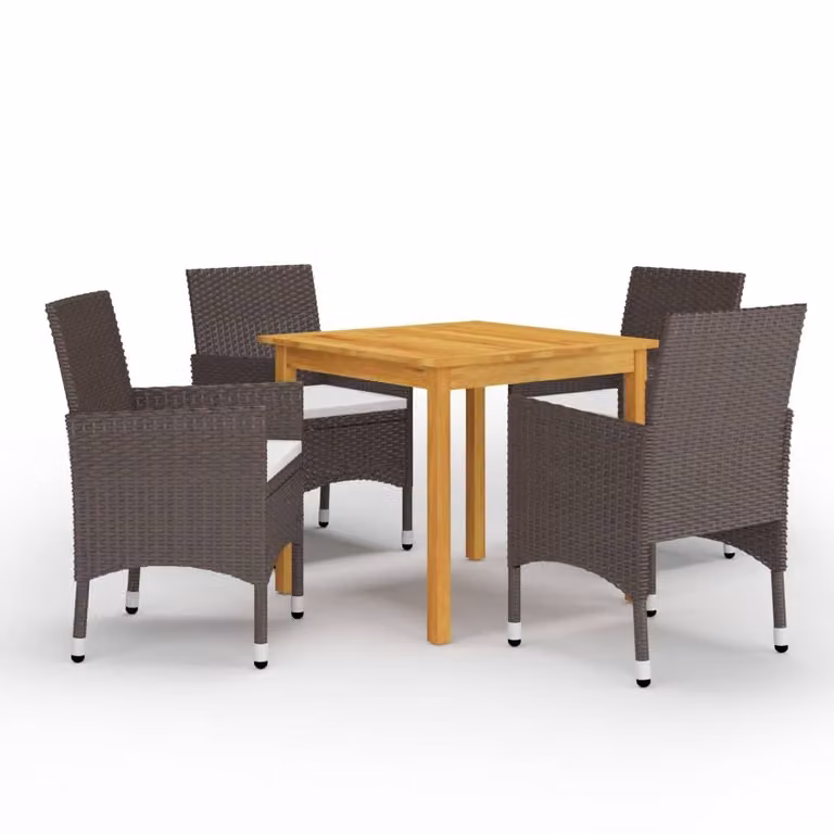 vidaXL set da pranzo da giardino 5 pezzi marrone