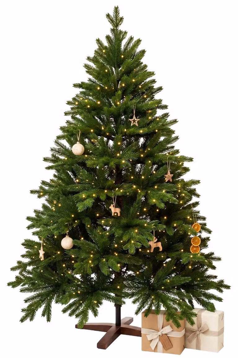 Albero di Natale NORDMANN LED 210 in polietilene verde 142x210 cm