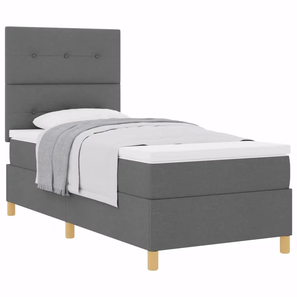 Letto a molle con testiera vidaXL in tessuto grigio L/P: 100 x 200 cm – 2