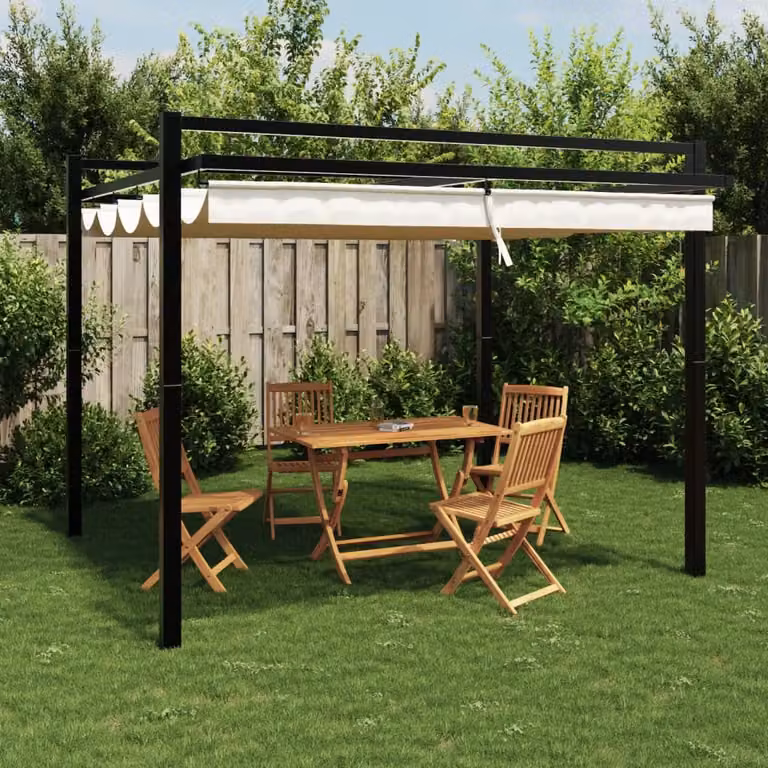 Gazebo da Giardino Moderno vidaXL in Alluminio con Tetto in Poliestere Beige o Antracite L/P/H: 309,5 x 297 x 233 cm