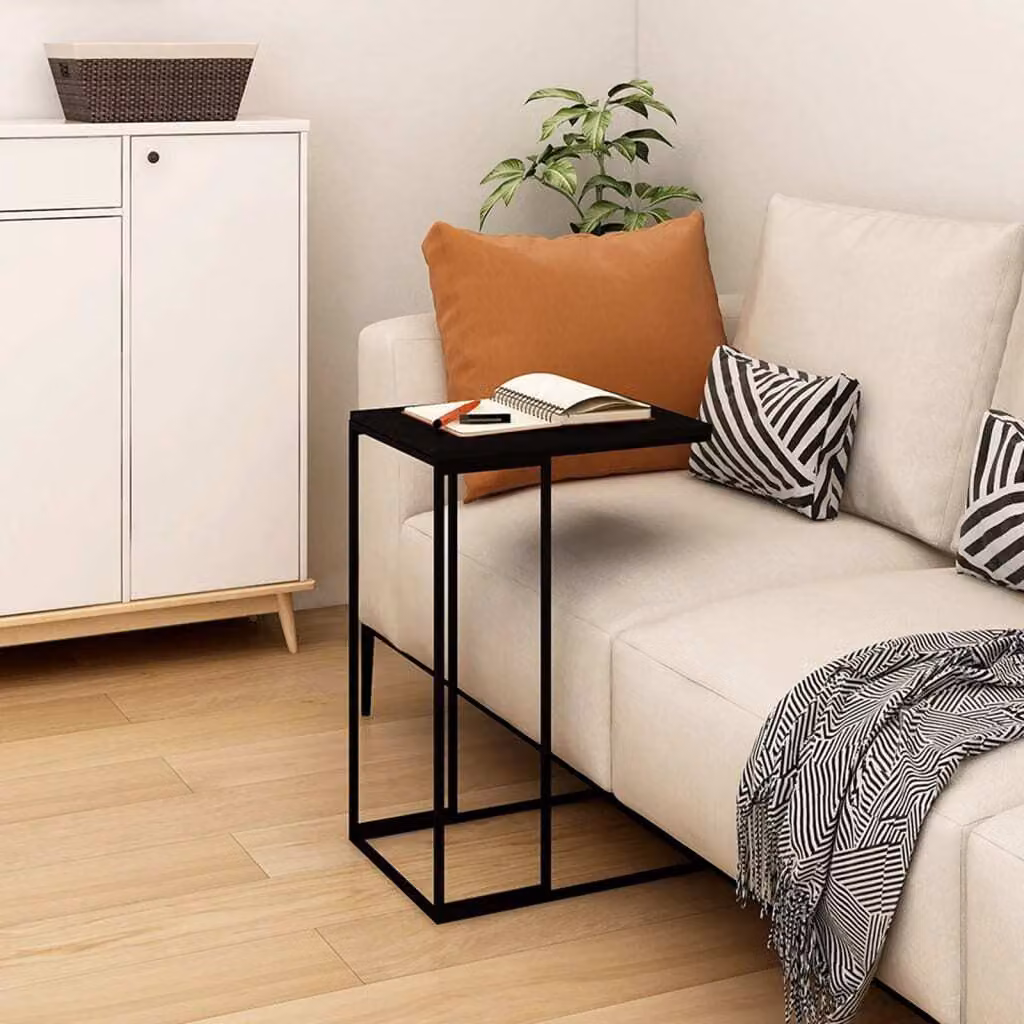 The Living Store tavolino nero 40x30x59 cm in materiale ligneo