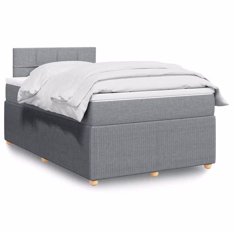 Giroletto a molle con materasso vidaXL in tessuto grigio e bianco L/P/H: 120 x 200 cm