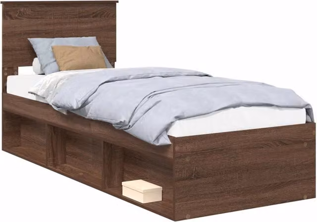 Letto singolo | Letto per adulti | Struttura del letto Rovere Marrone 75 x 190 cm Pino massello