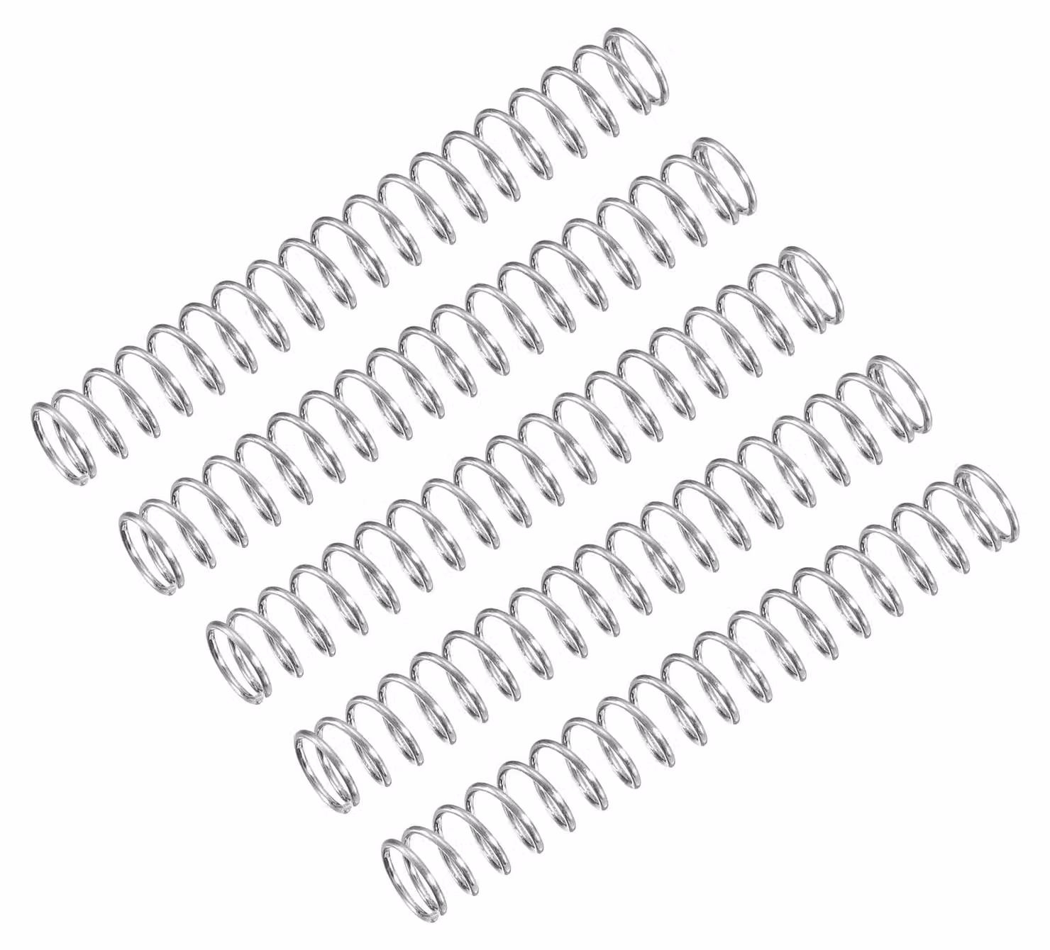 5 molle a compressione, dimensioni 6x0,6x45 mm, acciaio inossidabile 304, colore argento