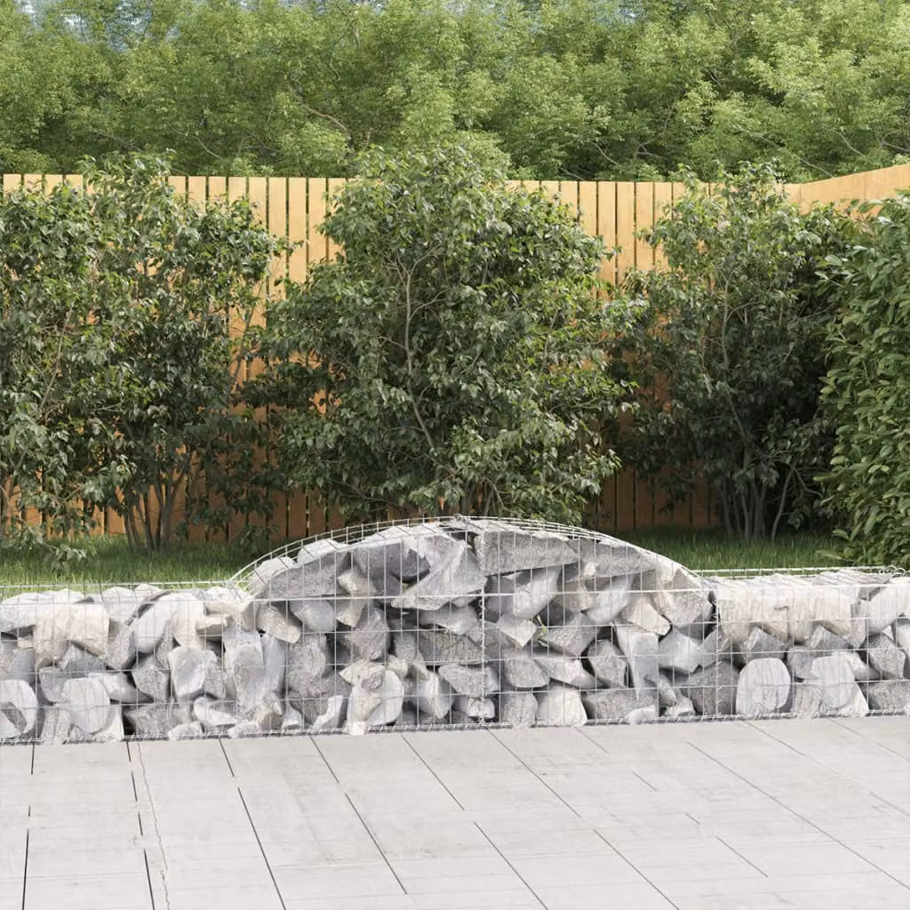 Set di 17 Cesti Gabbioni ad Arco vidaXL in Acciaio Zincato Grigio L: 300 cm, P: 50 cm, H: 40/60 cm