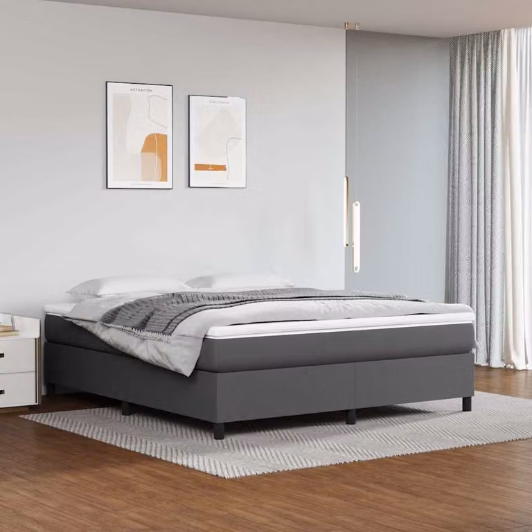 vidaXL Letto Ibrido con Giroletto a Molle e Materasso in Similpelle Grigio e Bianco L/P/H: 160 x 200 x 35 cm